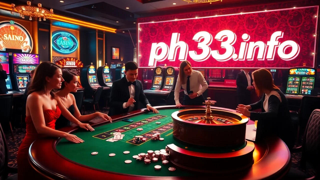 Betting excitement at ph33.info with players engaging at a vibrant casino table.
