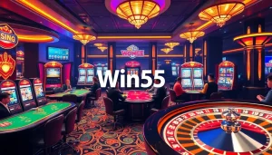 Engaging casino players at Win55 tables showcasing luxury gambling experiences.