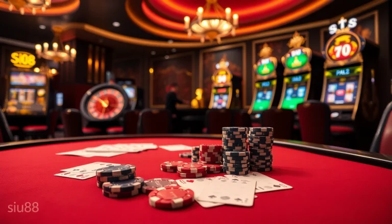 Experience the thrill of siu88 with high-stakes gaming on a luxurious casino table.
