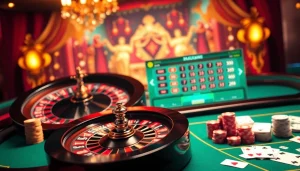 Experience thrilling gameplay at nhà cái win678 with vibrant casino tables and poker chips in action.