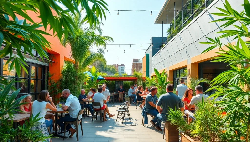 Grupo relajante en un Weed Club Lloret De Mar disfrutando de un ambiente vibrante.