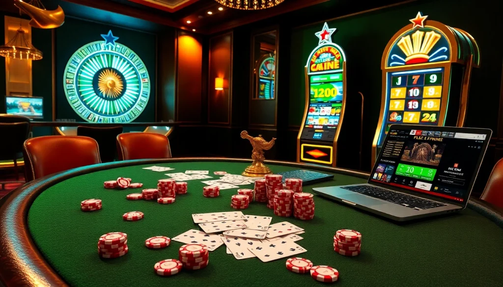 Trải nghiệm cảm giác thắng cuộc tại https://luck8.com với cảnh casino sống động có poker, roulette và máy đánh bạc.