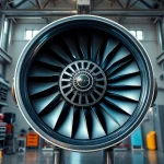 The Kuznetsov NK88 turbofan engine displayed in a modern aviation workshop, symbolizing innovation and engineering excellence.