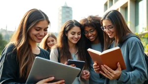 Students collaborating at Bahçeşehir University, highlighting the 'bahcesehir university apply' theme with a modern and vibrant campus.