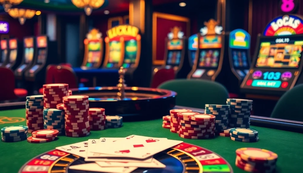 Không khí casino sôi động thu hút người chơi quanh bàn poker LUCK8 với những chips rực rỡ và cảm giác hồi hộp từ roulette.
