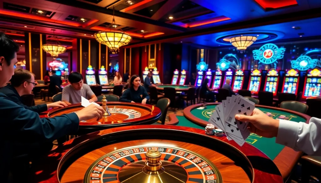 Experience thrilling gameplay at 88i đăng nhập with vibrant casino visuals, featuring poker chips and roulette wheels.