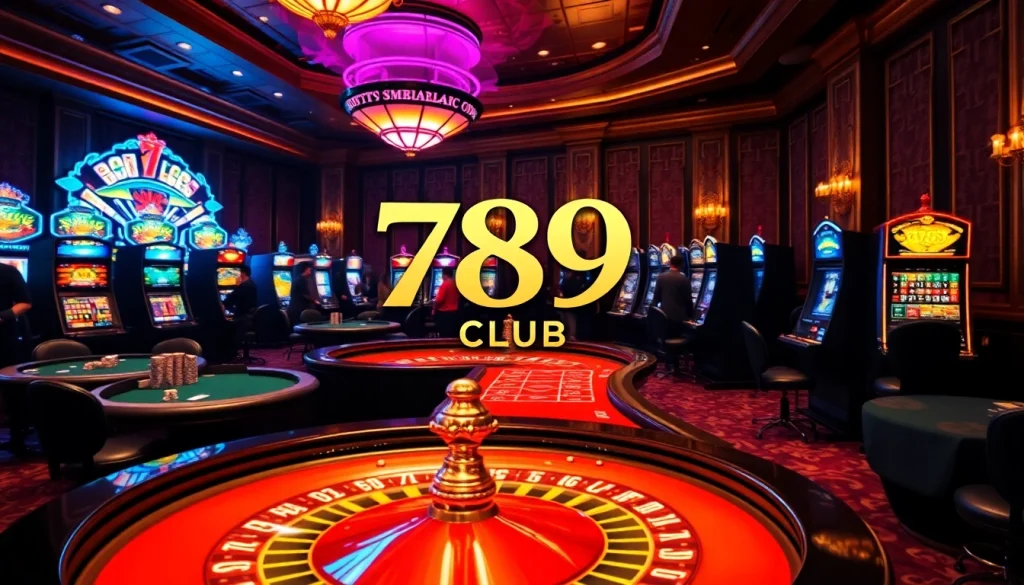 Experience the excitement of 789 club with vibrant casino games featuring tables, cards, and slot machines.