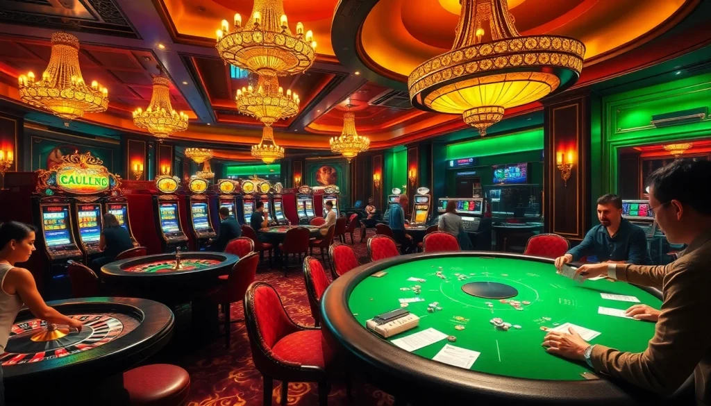 Engaged gamblers reveling in excitement at casino tables on https://www.ok8386a.org/ showcasing vibrant games and luxury.
