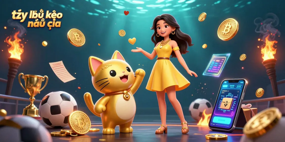 Display the real-time tỷ lệ kèo nhà cái with vibrant sports betting elements and a cheerful interaction.