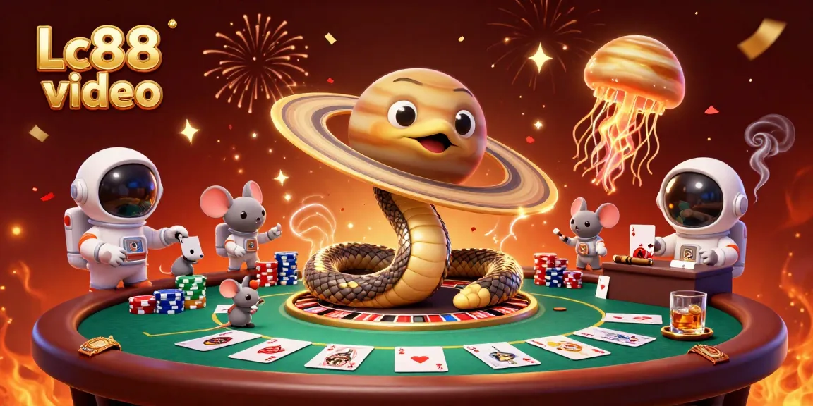 Place your bets in this exciting Lc88 video-themed cosmic casino scene!
