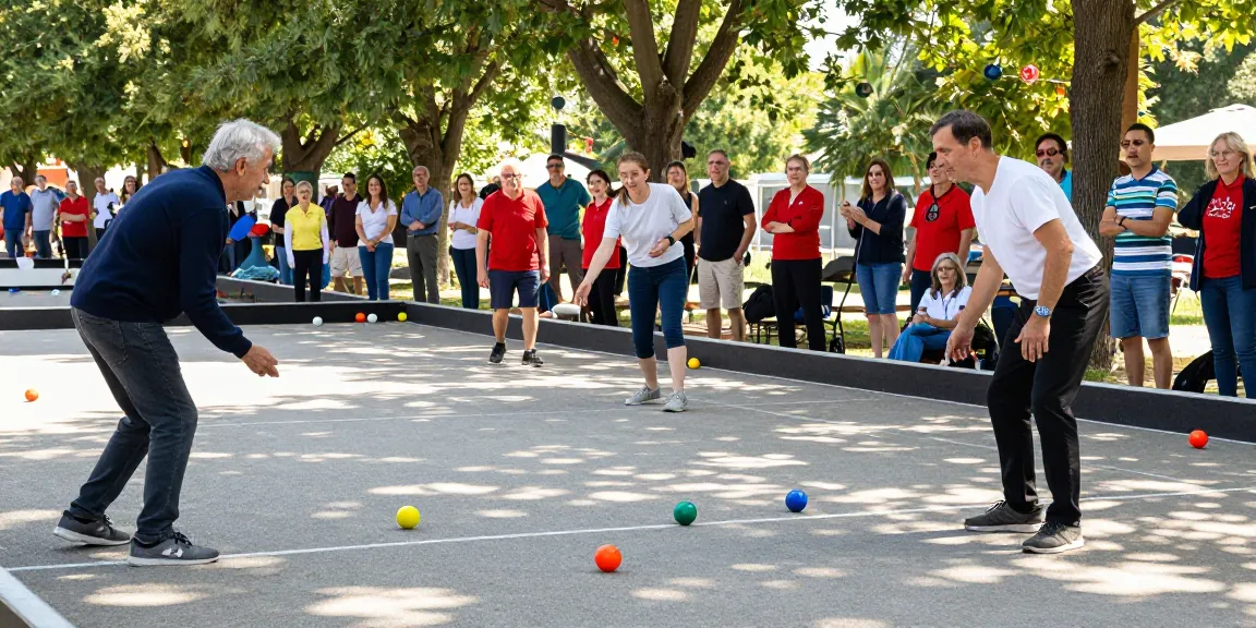 Community members enjoying a petanque match at fopikotabanjarba.org, showcasing lively competition and participation.