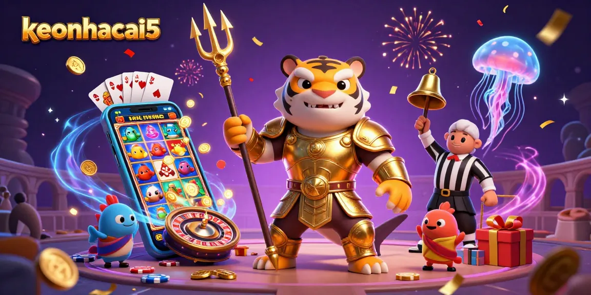Engage with keonhacai5 as the ferocious tiger shark dominates in a grand underwater gambling colosseum.