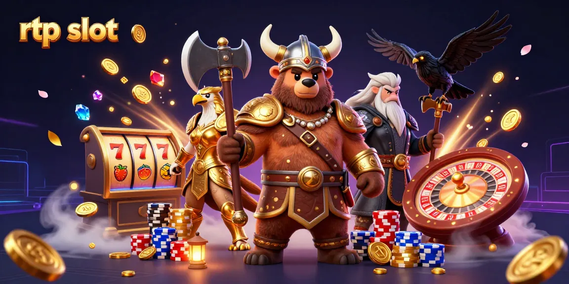 Engage with exciting rtp slot dynamics featuring a Viking, eagle, and Odin's ravens in a lively casino setting.