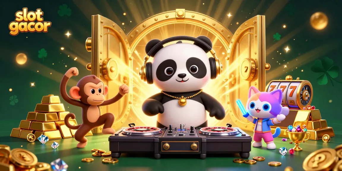 Experience the excitement of slot gacor with our vibrant casino illustration featuring lively characters and rich gaming elements.
