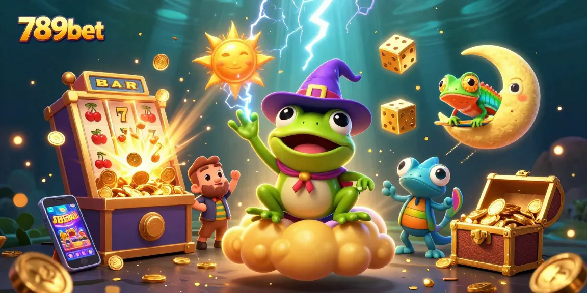 Catch the excitement of 789bet with golden coins and game elements in a vibrant casino scene.